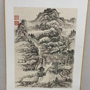 中国画 山水図 水墨画35x26cm「え」