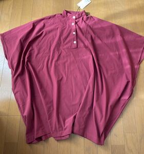 即決★マイフェイバリットダンスキン　バンドカラーケープシャツ　L　新品　17,600円　ボルドー　赤　カジュアル　UV　デイリー　