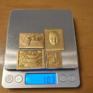 純金 純銅裏打 昭和57年 日本切手特別郵趣コレクション 4枚セット 松本徽章2