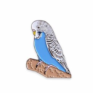 【送料無料】セキセイインコ ピンバッジ ブルー/ホワイト 小鳥