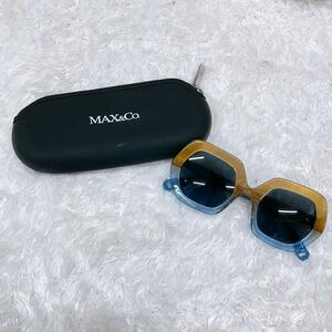 【07560】MAX&Co. マックス アンド コー サングラス ファッション小物 ブルー ゴールド ブランド セレブ F 透け感 バイカラー