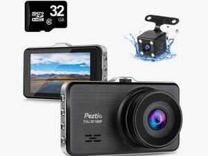 【新品未使用品】Peztio ドライブレコーダー 前後カメラ32GBSDカード付　デュアル ドラレコ 1080P フルHD