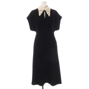 マメクロゴウチ 18SS Silk Lace Collar A-Line Dress ドレス ワンピース 半袖 ロング セミフレア 1 黒 MM18SS-DR003
