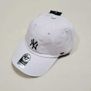 新品　キャップ　47 Brand　clean up　MLB　帽子　ニューヨーク・ヤンキース　野球　ホワイト NYC