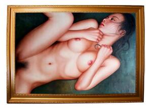 油絵　裸婦画　『喘ぎ』　M30号　美女　美人　ヌード