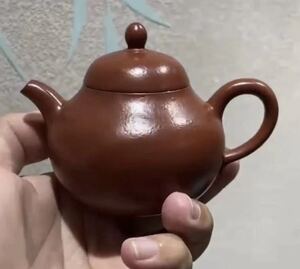 宜興紫砂 黄龍山朱泥 棠梨壺 国家級工芸美術師 陸佳鵬作 全手工