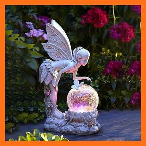 【d38】可愛い妖精 屋外 ソーラー ライト 花の妖精 オブジェ 庭 28026