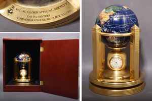 2604　英国王立地理学会　Royal Geographical Society　21世紀記念　温度計・時計付き地球儀　531/950　箱付