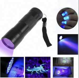 UVブラックライト 400nm 紫外線 LED 9灯 UVライト(電池サービス)