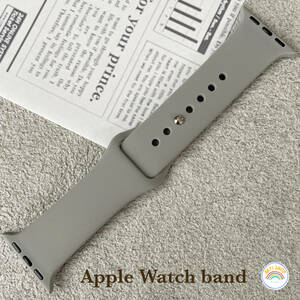 アップルウォッチ シリコンバンド ラバーベルト カラー/グレー Apple Watch 7 SE 6 5 4 3 2 1 38/40/41 42/44/45 SM
