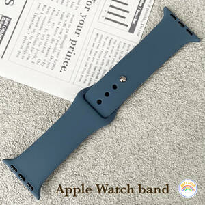アップルウォッチ シリコンバンド ラバーベルト カラー/ネイビー Apple Watch 7 SE 6 5 4 3 2 1 38/40/41 42/44/45 ML