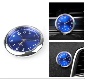 車載 簡単取り付け 時計 ブルー/青 車内 カークロック 発光 自動車 クォーツ アクセサリー カスタム 電池式 コンパクト アナログ