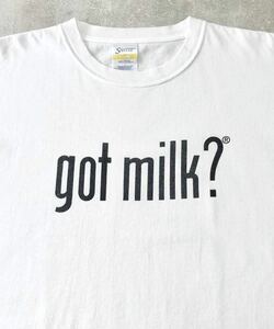 90s got milk? VINTAGE TEE L ビンテージ ミルク アート プリント 半袖 Tシャツ 白 パロディー apple google microsoft ハーゲンダッツ XL