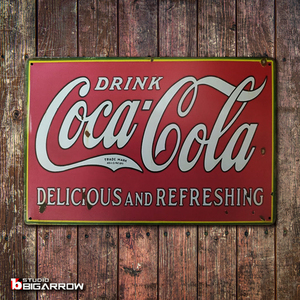 ブリキ看板 20×30㎝ Coca-Cola コカコーラ ガレージ スチール アンティーク アメリカンインテリア 世田谷ベース 新品