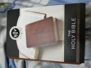 KJV Holy Bible, Large Print Compact, Saddle Tan Faux Leather w/Ribbon Marker, Red Letter, King James Version