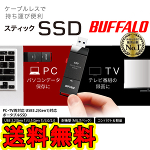 ★送料無料★ 美品 ★　BUFFALO　スティック型 SSD　250GB　SSD-PUT250U3-BKA　[テレビ録画/PC/PS5向けUSB3.2(Gen.1)対応]