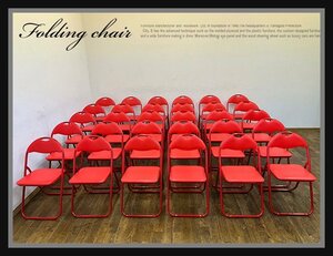 ◆JB459◆美品◆大量出品◆折りたたみ椅子◆30脚セット◆赤◆パイプ椅子◆ミーティングチェア◆会議椅子◆食堂◆手穴付き◆オフィス◆学校
