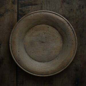18世紀 スウェーデン木皿 ワイドリム 厚手 / アンティーク1700年代 木製 リムプレート パン皿 北欧民藝 フォークアート デルフト オブジェ