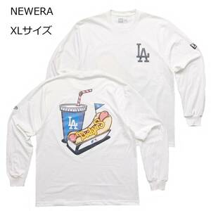 即決　新品　送料無料　NEW　ERA　ニューエラ　ロサンゼルス　ドジャース　長袖Tシャツ　ロンT　白　XL　ベースボール　野球　大リーグ