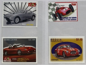 海外切手　自動車切手　フェラーリ　４種類詰め合わせ２　　F.1