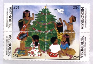 海外切手　ミクロネシア　クリスマス切手　１９８８年　　F.2