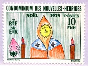 海外切手　ニューヘブリディーズ諸島　クリスマス切手　１０FNH　１９７９年　　F.3