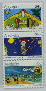 海外切手　オーストラリア　クリスマス切手　サンタクロース切手　１９８３年　　F.3