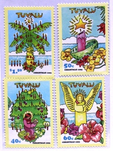 海外切手　ツバル　クリスマス切手　天使切手　１９９３年　　F.3
