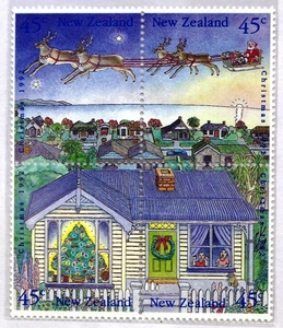 海外切手　ニュージーランド　クリスマス切手　０，４５ニュージーランドドル　１９９２年
