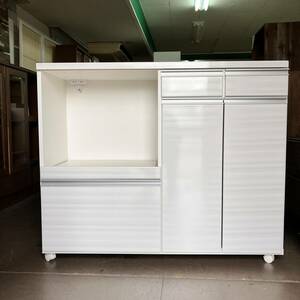 ステンレスキッチンカウンター 120.5幅 白木目 食器棚レンジラック 収納 カップボード ホワイト 棚 キッチンラック レンジボード