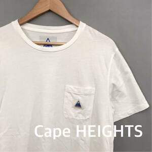 ケープハイツ CapeHEIGHTS 半袖 Tシャツ 胸ポケット 丸首 ロゴ ワッペン 綿100% トップス 男性用 メンズ Mサイズ ホワイト ∬△