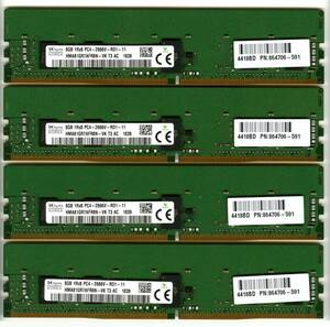 SKhynix、DDR4-2666、ECC Registered、8GB×4枚セットで32GB、中古 　 　 Z4G4で動作確認済み　reg rdimm　1839