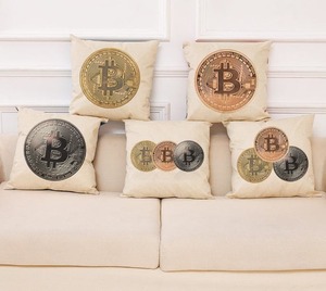 仮想通貨 Bitcoin ビットコイン 金貨・銀貨・銅貨 クッションカバー 枕カバー ピローカバー