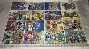 ロックマン 20周年記念 ポスター風 の ポストカード 全16枚セット イベント Megaman 20th フルコンプ SFC PS1 GBA PS2 MD FC