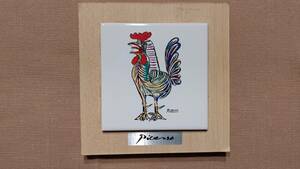 CARLOS JAPAN Co.Ltd. パブロ・ピカソ Pablo Piccaso 陶板 タイル画（外枠14×14内枠9.8×9.8㎝）　雄鶏　The Rooster