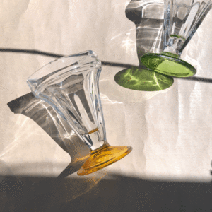 vintage dessert glass[KG-48] ビンテージ デザートグラス インテリア ガラス 黄色 イエロー yellow パフェ 喫茶 アイスクリーム 古い