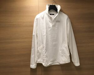 XL LOLO プルオーバーシャツ ホワイト 日本製 ラウンドカラー ワンボタン 丸襟 コットン オックスフォード スモック ワークシャツ ロロ