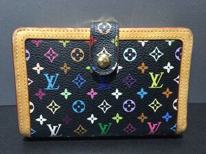 LOUIS VUITTON ルイヴィトン モノグラム マルチカラーポルトフォイユ ヴィエノワM92988 ノワールLVロゴがま口二つ折り財布