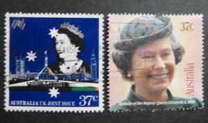 使用済み　オーストラリア（AU）エリザベスII　女王　切手　２枚　送料無料
