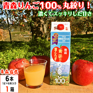 葉とらず りんごジュース 1000ml 6本 青森産 ストレート果汁100% 無添加 リンゴジュース ジュース 青研