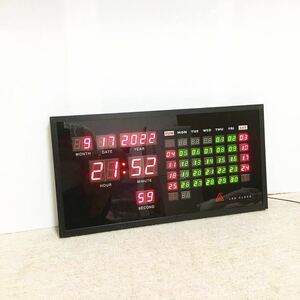 JDL　LED CLOCK　LED壁掛け時計　デジタルカレンダー　昭和レトロ　インテリア　アダプター付き　動作品