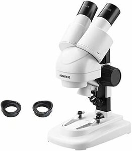 ■カラー:両眼顕微鏡■ AOMEKIE 顕微鏡 実体顕微鏡 20倍 子供顕微鏡 学生 マイクロスコープ 両眼 アイカップ付き 立体画像