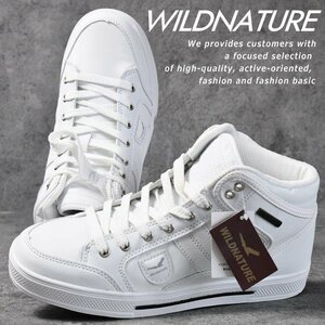 WILDNATURE スニーカー メンズ ハイカット ブーツ シューズ 靴 メンズ 幅広 3E EEE 39H50 26.5cm ホワイト 新品 1円 スタート