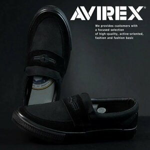 AVIREX アヴィレックス スニーカー REAPER ローファー メンズ ブランド ブラック AV3800 BLACK/BLACK 26.0cm 新品 1円 スタート
