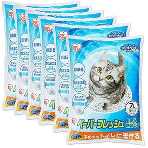【在庫品のみ】 （ケース販売） ペーパーフレッシュ PFC－7L 7L×6袋 アイリスオーヤマ トイレに流せる 猫砂