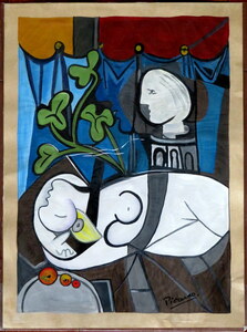 パブロ ピカソ Pablo Picasso 幻想の時代 裸婦 緑の葉 彫像 1932年 ミクストメディア マチス画廊認証 油彩 水彩 パステル 肉筆 原画 模写