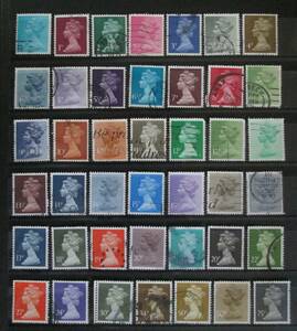 英国　イギリス　普通使用済切手 　エリザベス女王Ⅱ 　1991年までのカラフルなデシマル・マーチンシリーズ 1/2~75P　42枚