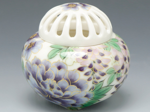 京焼・清水焼　香炉　紫草花(むらさきそうか)　陶あん　トウア906　磁器