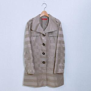 【08202】美品 S.J.F.ERRY コート 42 ブラウン トレンチコート 薄手 レディース 婦人 長袖 ポケットあり トレンチ レディース 婦人 