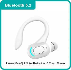 Bluetooth5.2　ヘッドセットイヤーカフ　イヤフォン//ホワイト